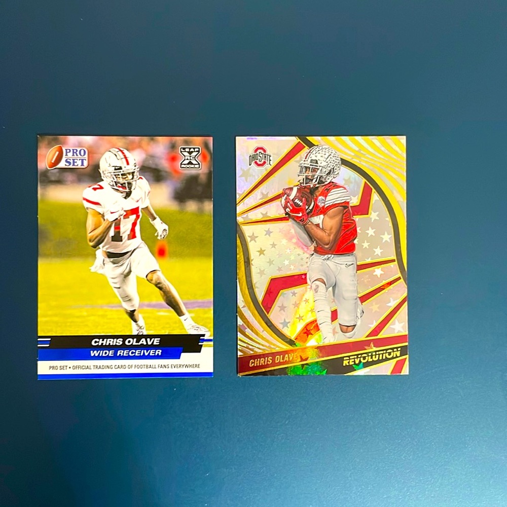 Chris Olave Rookie Card 2022 Leaf Pro Set & 2023 Panini Revolution Saints